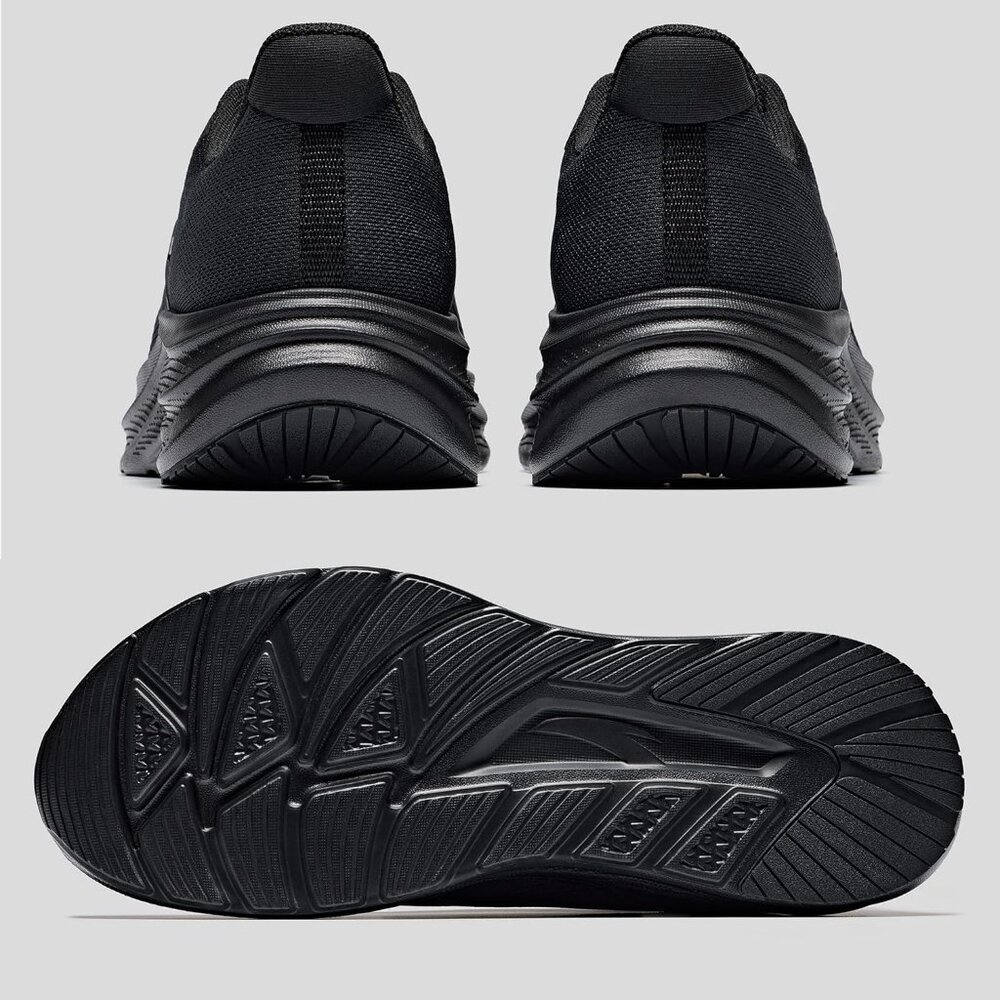 Men’s All Black Comfortable Running Trainers Jogging Walking Athletic Shoes - Picture 6 of 7